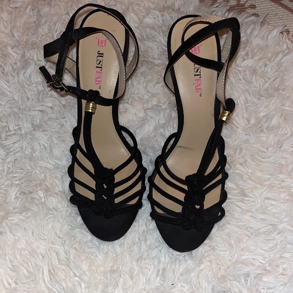 Just Fab Ankle strap Black Strappy Heels